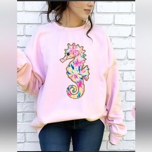 Floral Seahorse Pink Sweater